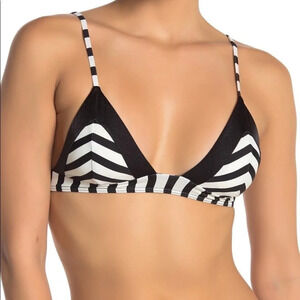Amuse Society Helen Striped Triangle Bikini Top XS
